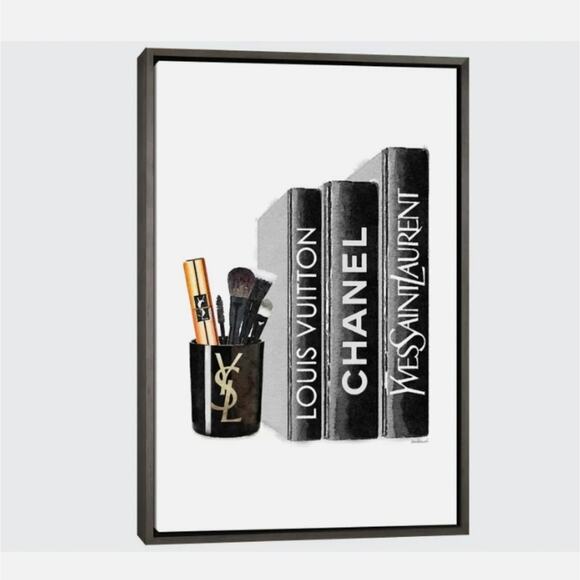 Black and White Fashion Luxury Designer Abstract Canvas Wall Art Books Makeup